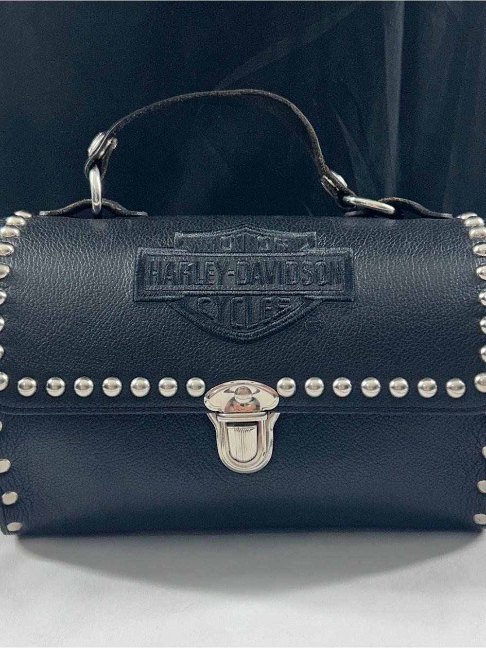 Harley-Davidson Genuine Leather Studded Barrel Crossbody Bag USA